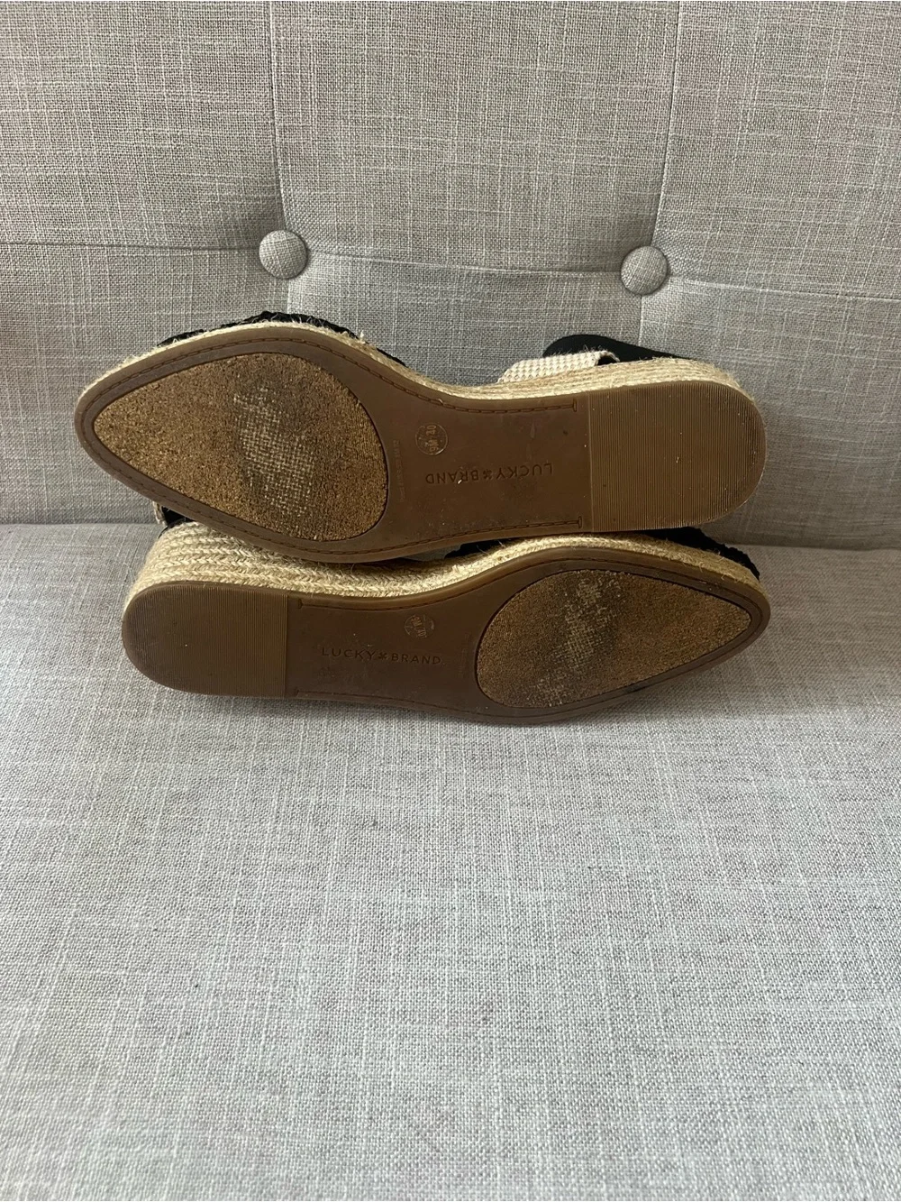 Lucky Brand women’s Black boho festival Espadrille Ankle-Wrap Wedge, size 9